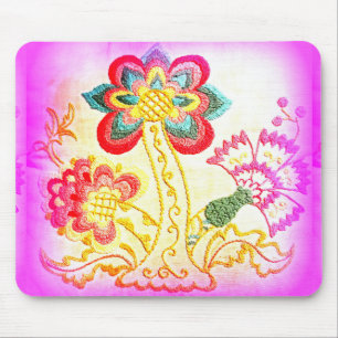 groovy hippie style pink palm tree mousepad