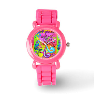groovy hippie style pink watch