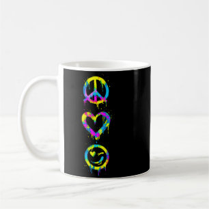 Groovy Hippie Tie Dye Peace Sign Heart Smile Face Coffee Mug