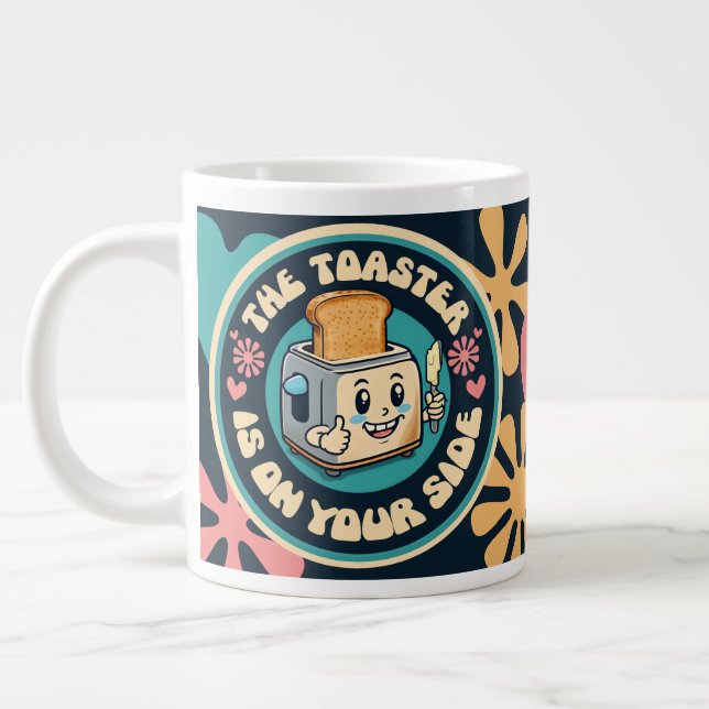 Groovy hippie toaster thumbs up optimism large coffee mug (Left)