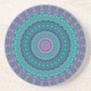 Groovy Hippie Trippy Colourful Jewel Tone Mandala Coaster