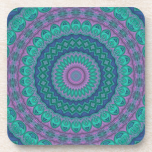 Groovy Hippie Trippy Colourful Jewel Tone Mandala Coaster