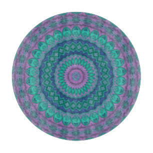 Groovy Hippie Trippy Colourful Jewel Tone Mandala Cutting Board