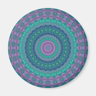 Groovy Hippie Trippy Colourful Jewel Tone Mandala Magnet