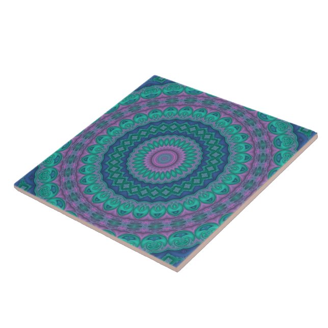 Groovy Hippie Trippy Colourful Jewel Tone Mandala Tile (Side)