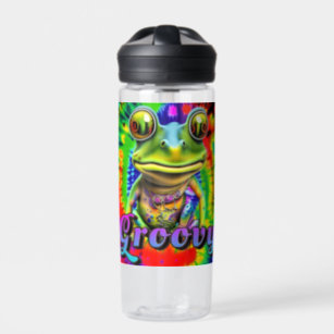 Groovy Hippie Trippy Frog Psychedelic Water Bottle