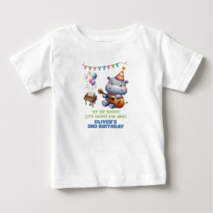 "Groovy Hippo Birthday Bash Bonanza!" Invitation Baby T-Shirt