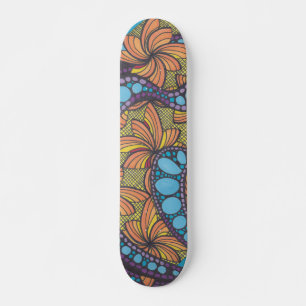 Groovy, hippy, boho style, colourful skateboard