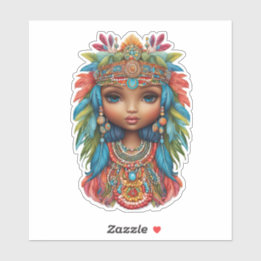 Groovy Hippy Girl Sticker Custom-Cut Vinyl Sticker