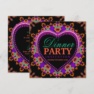 Groovy Hippy Love Bohemian Dinner Party Invitation