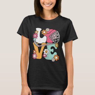 Groovy Hockey Love Ice Hockey Lover Women Girls Cu T-Shirt