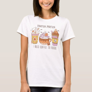 Groovy Hocus pocus I Need Coffee to Focus Fall T-Shirt