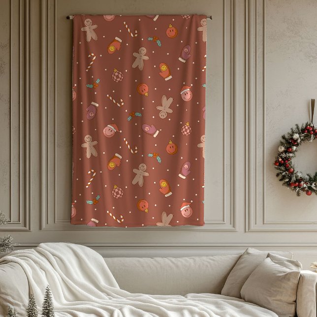 Groovy Holiday Throw Pastel Christmas Celebration Fleece Blanket (Groovy Holiday Throw Pastel Christmas Celebration)