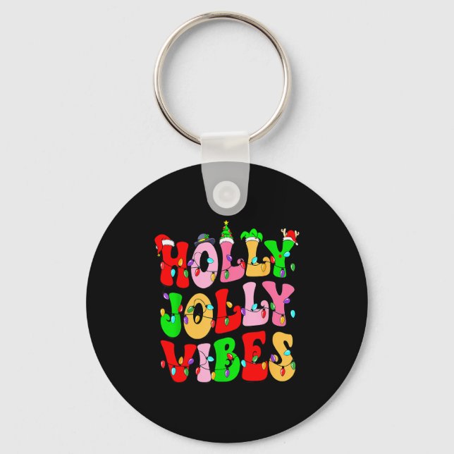 Groovy Holly Xmas Jolly Vibes Nk Christmas Xmas Me Key Ring (Front)