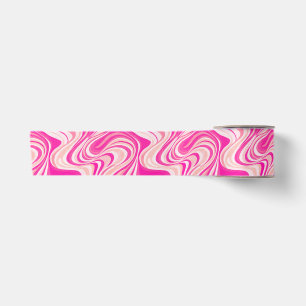 Groovy Hot Pink Waves, Pink Marble Swirls Satin Ribbon