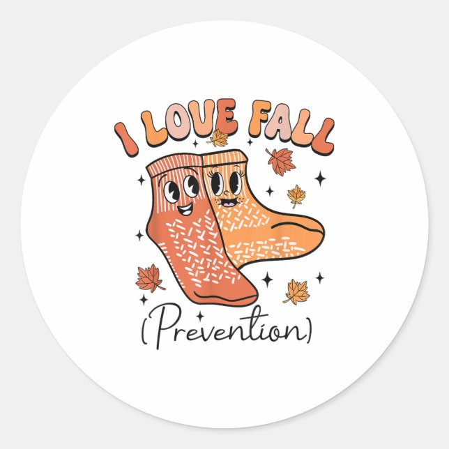Groovy I Fall Prevention Fall Pt Physical Therapy  Classic Round Sticker (Front)