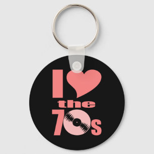 Groovy I Heart the 70s Retro Keychain for Hippies