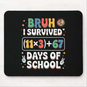 Groovy I Survived 100 Days School Bruh Math Equati Mouse Mat