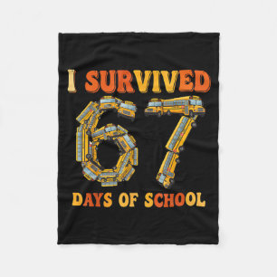 Groovy I Survived 67 Days Of School Funny 67 Meme  Fleece Blanket
