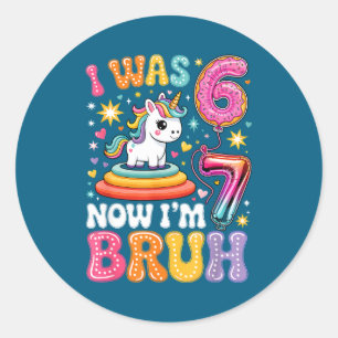 Groovy I Was 6 Now I'm 7 Funny 6 7 Six Seven Meme  Classic Round Sticker