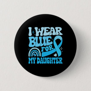 Groovy I Wear Blue For Autism Awareness Family Mat 6 Cm Round Badge
