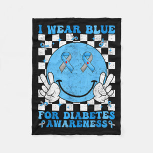 Groovy I Wear Blue For Diabetes Awareness Day T1d Fleece Blanket