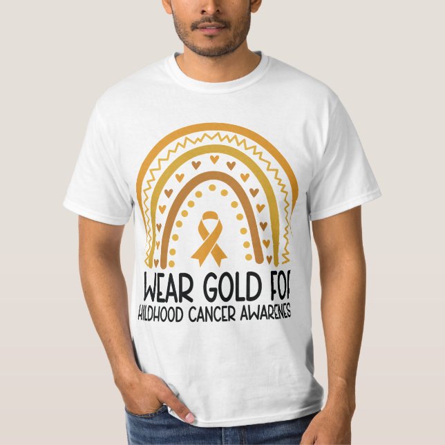 Groovy I Wear Gold For Childhood Cancer Awareness  T-Shirt (Front)