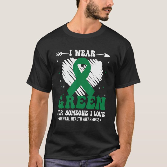 Groovy I Wear Green For Mental Health Awareness Mo T-Shirt (Front)
