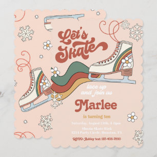 Groovy Ice Skating Birthday Invitation   Ice Skate