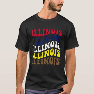 Groovy Illinois State Home I Love Illinois Flag Pa T-Shirt