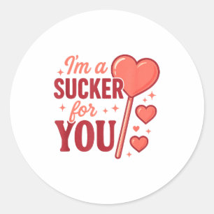 Groovy I'm A Sucker For You Retro Heart Candy Vale Classic Round Sticker