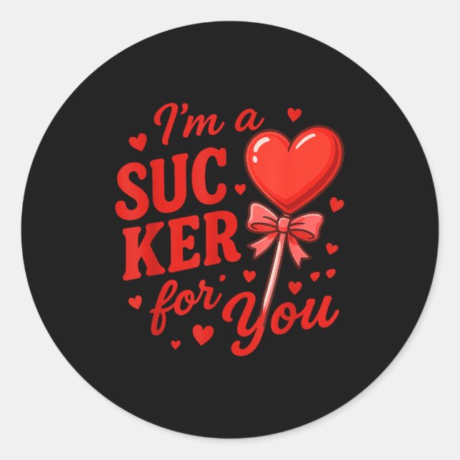 Groovy I'm A Sucker For You Retro Heart Candy Vale Classic Round Sticker (Front)