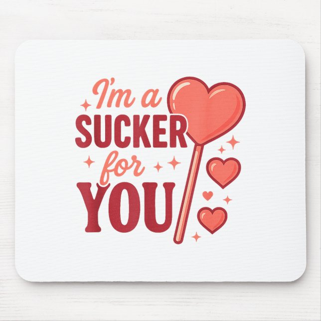 Groovy Im A Sucker For You Retro Heart Candy Valen Mouse Mat (Front)
