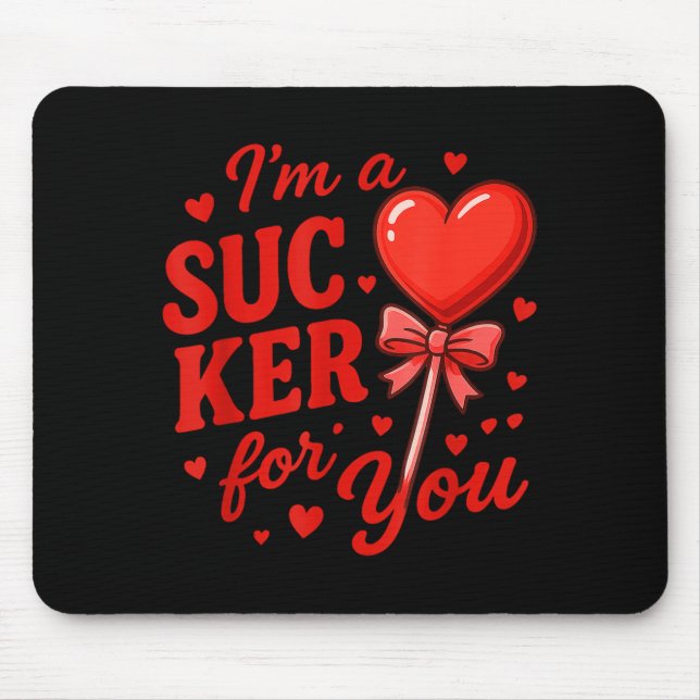 Groovy Im A Sucker For You Retro Heart Candy Valen Mouse Mat (Front)