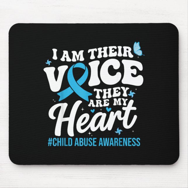 Groovy Im Their Voice Support Child Awareness Blue Mouse Mat (Front)