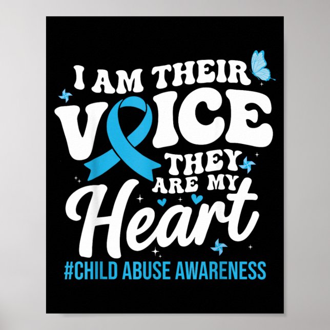 Groovy Im Their Voice Support Child Awareness Blue Poster (Front)
