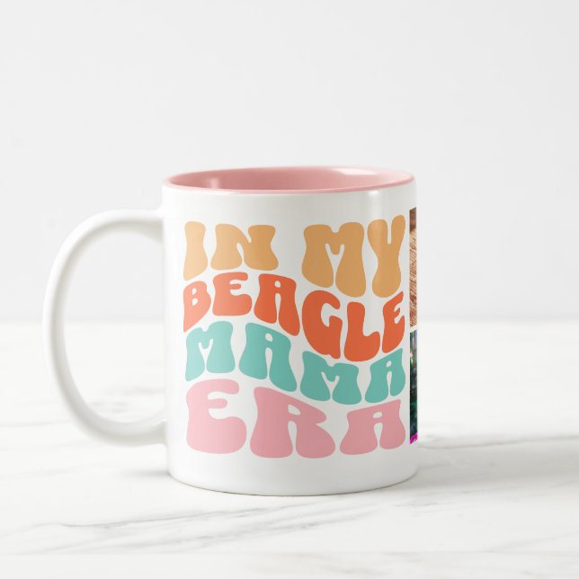 Groovy In My Beagle Mama Era 3 photo Two-Tone Coffee Mug (Left)