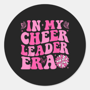 Groovy In My Cheer Leader Era Cheerleading Women G Classic Round Sticker
