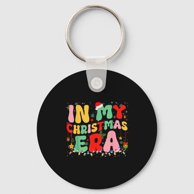 Groovy In My Christmas Era Retro Holiday Xmas Ligh Key Ring (Front)
