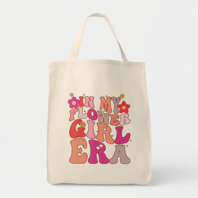  Groovy In My Flower Girl Era Retro Sister Toddler Tote Bag (Front)