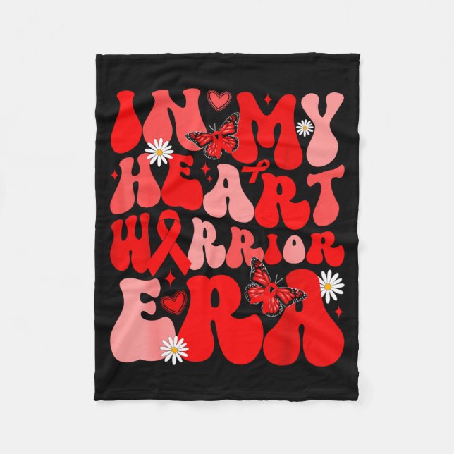 Groovy In My Heart Warrior Era Heart Disease Aware Fleece Blanket (Front)