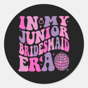 Groovy In My Junior Bridesmaid Era Wedding Bride E Classic Round Sticker