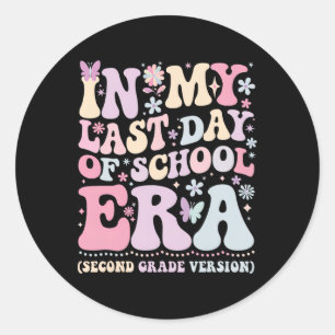 Groovy In My Last Day Of School Era Second Grade T Classic Round Sticker