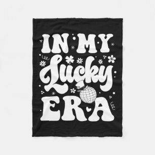 Groovy In My Lucky Era St Patricks Paddy Day Retro Fleece Blanket