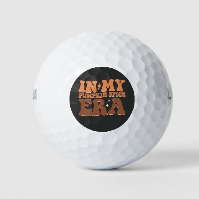 Groovy In My Pumpkin Spice Era Fall Halloween Golf Balls (Front)