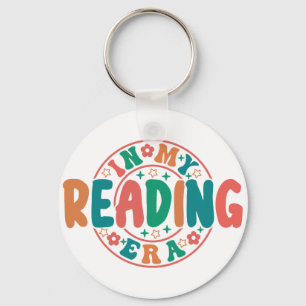 Groovy "In My Reading Era" Wavy Font Graphic Key Ring