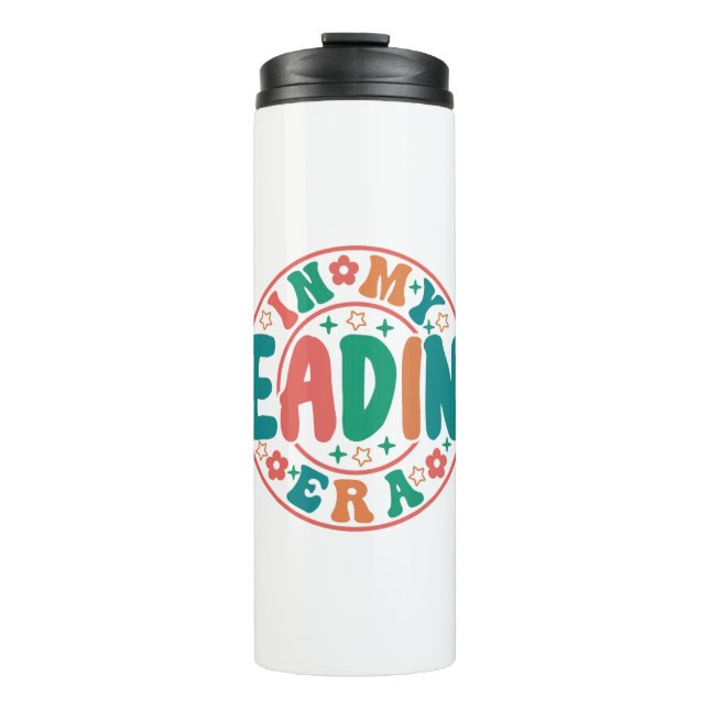 Groovy "In My Reading Era" Wavy Font Graphic Thermal Tumbler (Front)