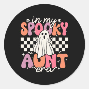 Groovy In My Spooky Aunt Era Retro Auntie Hallowee Classic Round Sticker
