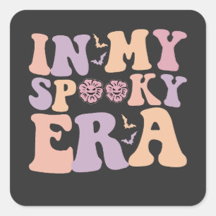 Groovy In My Spooky Era Fall Halloween Ghost Retro Square Sticker