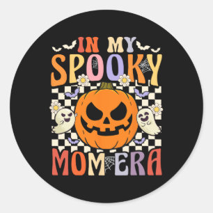 Groovy In My Spooky Mum Era Retro Halloween Ghost  Classic Round Sticker